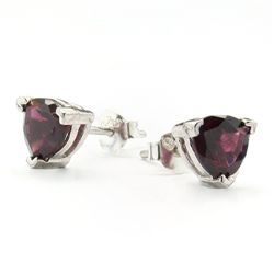 Fantastic 5mm Trillion Garnet Stud Silver Earring