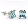 Image 1 : Exclusive 6mm Square Blue Topaz Stud Earring