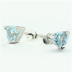 Fantastic 5mm Trillion Blue Topaz Stud Silver Earring