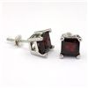 Image 1 : Exclusive 6mm Square Persian Red Garnet Stud Earring