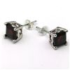 Image 2 : Exclusive 6mm Square Persian Red Garnet Stud Earring