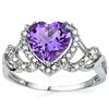 Image 1 : 8mm/2CT Lavender Amethyst & Diamond Silver Ring