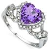 Image 2 : 8mm/2CT Lavender Amethyst & Diamond Silver Ring