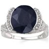 Image 1 : 6CT Sapphire & Diamond in 0.925 Silver Ring
