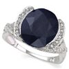Image 2 : 6CT Sapphire & Diamond in 0.925 Silver Ring