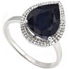 Image 1 : 10x12mm Sapphire & Diamond in 0.925 Silver Ring