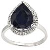 Image 2 : 10x12mm Sapphire & Diamond in 0.925 Silver Ring