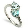 Image 1 : Trillion 6mm Aquamarine, Diamond Silver Ring