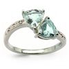 Image 2 : Trillion 6mm Aquamarine, Diamond Silver Ring