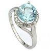 Image 1 : Round 8mm Blue Topaz & Diamond 0.925 Silver Ring