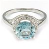 Image 2 : Round 8mm Blue Topaz & Diamond 0.925 Silver Ring