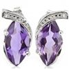 Image 2 : Marquise 7x14mm Amethyst & Diamond Silver Earrings