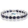 Image 1 : Fine 33CT 7x9mm Sapphire Silver Bracelet-7"