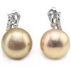 Image 1 : 12MM ROUND FRESH WATER PEARLWITH SILVER EARRINGS