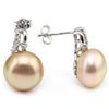 Image 2 : 12MM ROUND FRESH WATER PEARLWITH SILVER EARRINGS