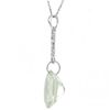 Image 2 : OVAL10X12 GREEN AMETHYST & DIAMOND SILVER PENDANT
