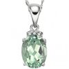 Image 1 : 0.925 SILVER PENDANT - GREEN AMETHYST WITH CHAIN