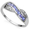 Image 1 : GENUINE TANZANITE & DIAMOND 0.925 SILVER RING