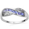 Image 2 : GENUINE TANZANITE & DIAMOND 0.925 SILVER RING