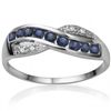 Image 2 : GENUINE SAPPHIRE & DIAMOND 0.925 SILVER RING