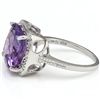 Image 2 : 12MM CUSHION AMETHYST& DIAMOND 0.925 SILVER RING
