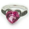 Image 1 : LUXURIOUS HEART PINK TOPAZ, DIAMOND SILVER RING