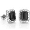 Image 1 : 3CT BLACK SAPPHIRE DIAMOND ACCENT SILVER EARRINGS