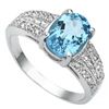 Image 2 : FINE 7X9MM OVAL BLUE TOPAZ & DIAMOND ACCENT RING