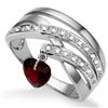 Image 1 : DANGLING 6MM HEART DIAMOND ACCENT SILVER RING