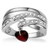 Image 2 : DANGLING 6MM HEART DIAMOND ACCENT SILVER RING