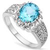 Image 1 : 7X9MM BLUE TOPAZ WITH DIAMOND ACCENTS SILVER RING