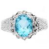Image 2 : 7X9MM BLUE TOPAZ WITH DIAMOND ACCENTS SILVER RING