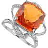 Image 1 : Fine 12mm/6.5CT Azotic Quartz & Diamond Silver Ring