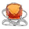 Image 2 : Fine 12mm/6.5CT Azotic Quartz & Diamond Silver Ring