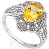 Image 1 : Golden Yellow 7x9mm Citrine & Diamond Silver Ring