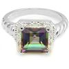 Image 2 : Fancy 8mm/2CT Mystical Quartz & Diamond Silver Ring