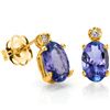 Image 1 : 4x6mm Genuine Tanzanite & Diamond 10k Gold Earring