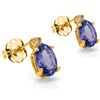 Image 2 : 4x6mm Genuine Tanzanite & Diamond 10k Gold Earring