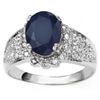 Image 1 : 10K Gold Ring With Oval Sapphire & Diamond