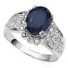 Image 2 : 10K Gold Ring With Oval Sapphire & Diamond