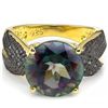 Image 2 : 12mm Fancy Quartz & Blue Diamond with Gold Plated Ring