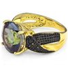 Image 3 : 12mm Fancy Quartz & Blue Diamond with Gold Plated Ring