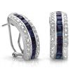 Image 1 : Half Hoop Sapphire & Diamond Set In Silver Earring