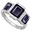 Image 1 : Half Bezel Set Sapphire & Diamond 0.925 Silver Ring