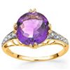 Image 1 : Fine 10mm Round Amethyst & Diamond Gold Ring