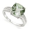 Image 2 : Cushion 10mm Green Amethyst & Diamond Gold Ring