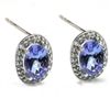 Image 1 : Genuine Tanzanite & Diamond in 10K Gold Earrings