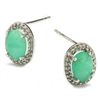 Image 1 : 10k Gold Earrings with Oval Emerald & Diamond
