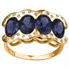 Image 1 : Oval Sapphire & Diamond in 10K Gold Ring-Size 7