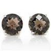 Image 1 : Gold Stud Earrings with Smoky Topaz